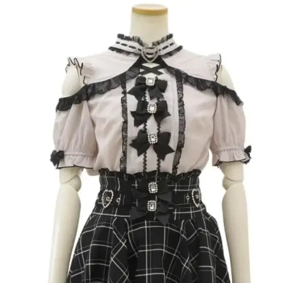Lolita Lace Bow Off Shoulder Blouse - Anime - Short - Round - Shirts & Blouses - 1