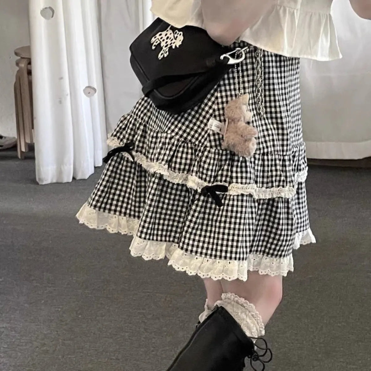 Lolita Lace Plaid Mini Skirt - Best Sellers - Skirts - 1