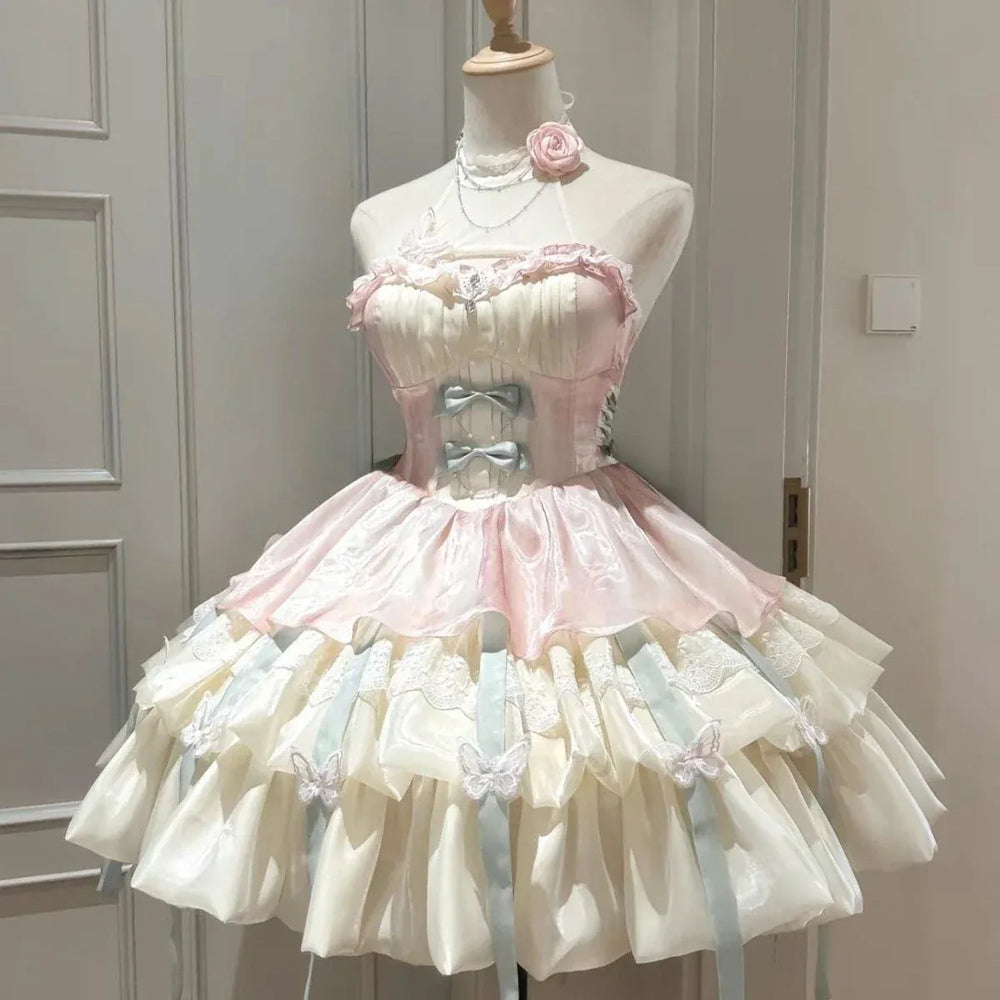 Fairy Princess Lace Bow Lolita Mini Dress - All Dresses - Lolita Dress - 1