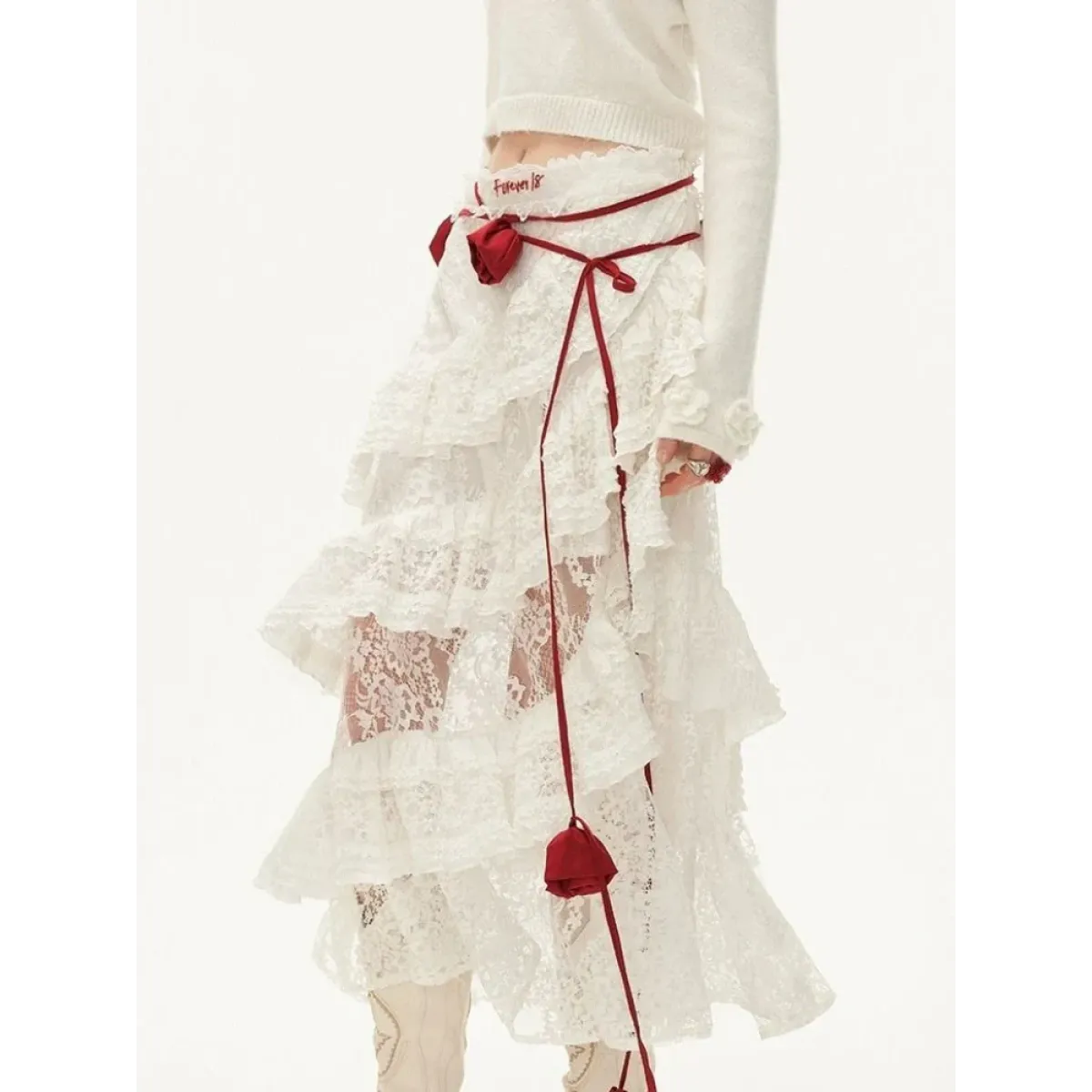 Fairycore Lace Ruffle Long Skirt - Best Sellers - Skirts - 1