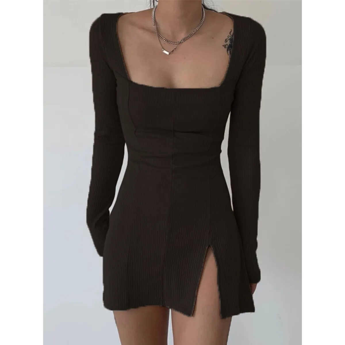 Solid Casual Knitted Dresses - All Dresses - 14