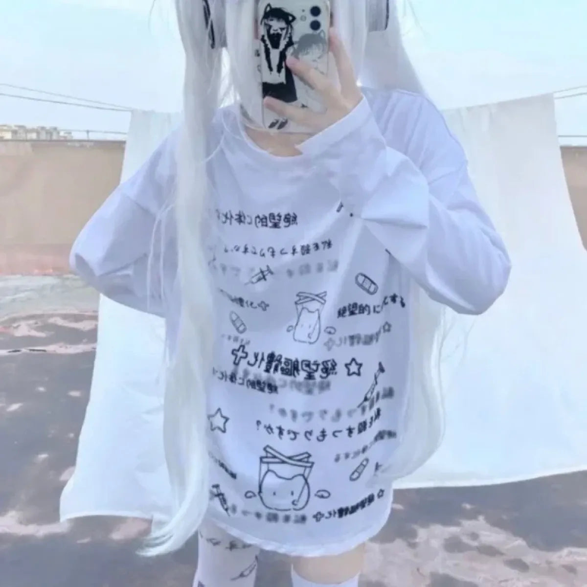 Kawaii Harajuku Letter Print Long Sleeve Tee - Best Sellers - T-Shirts - 7