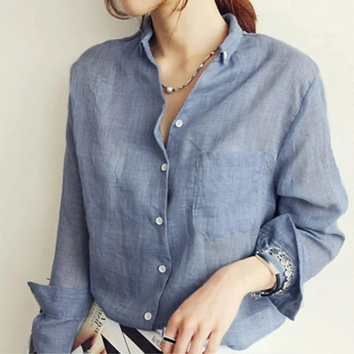 Long Sleeve Linen Blouse - Best Sellers - 11