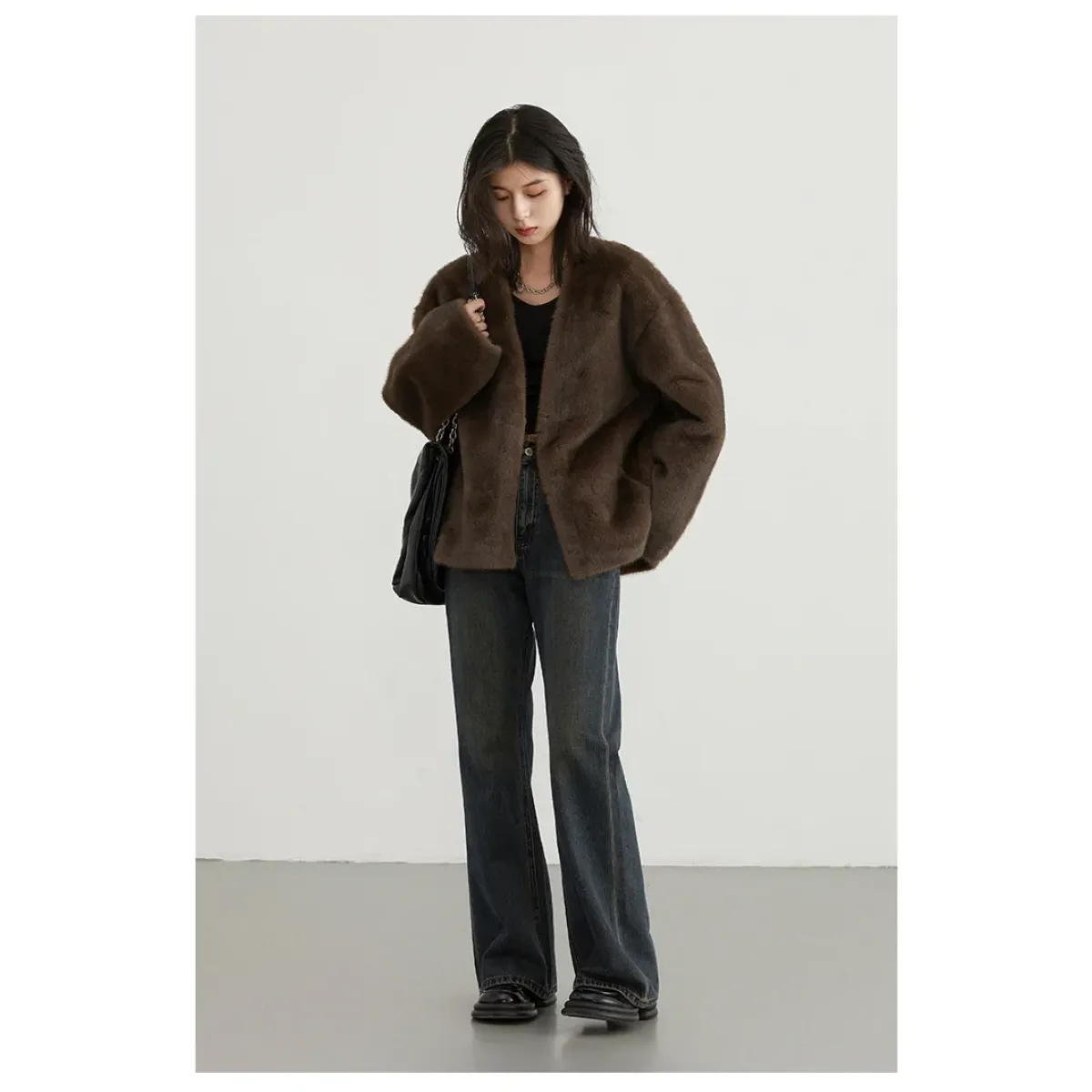 Plush V-Neck Loose Fit Jacket - Best Sellers - Jacket - 1