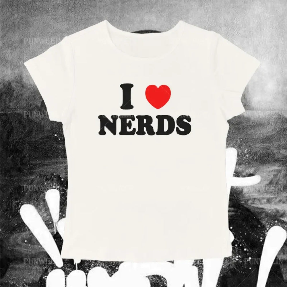 Gothic ’I Love Nerds’ Tee - Harajuku Crop Top - Best Sellers - 1