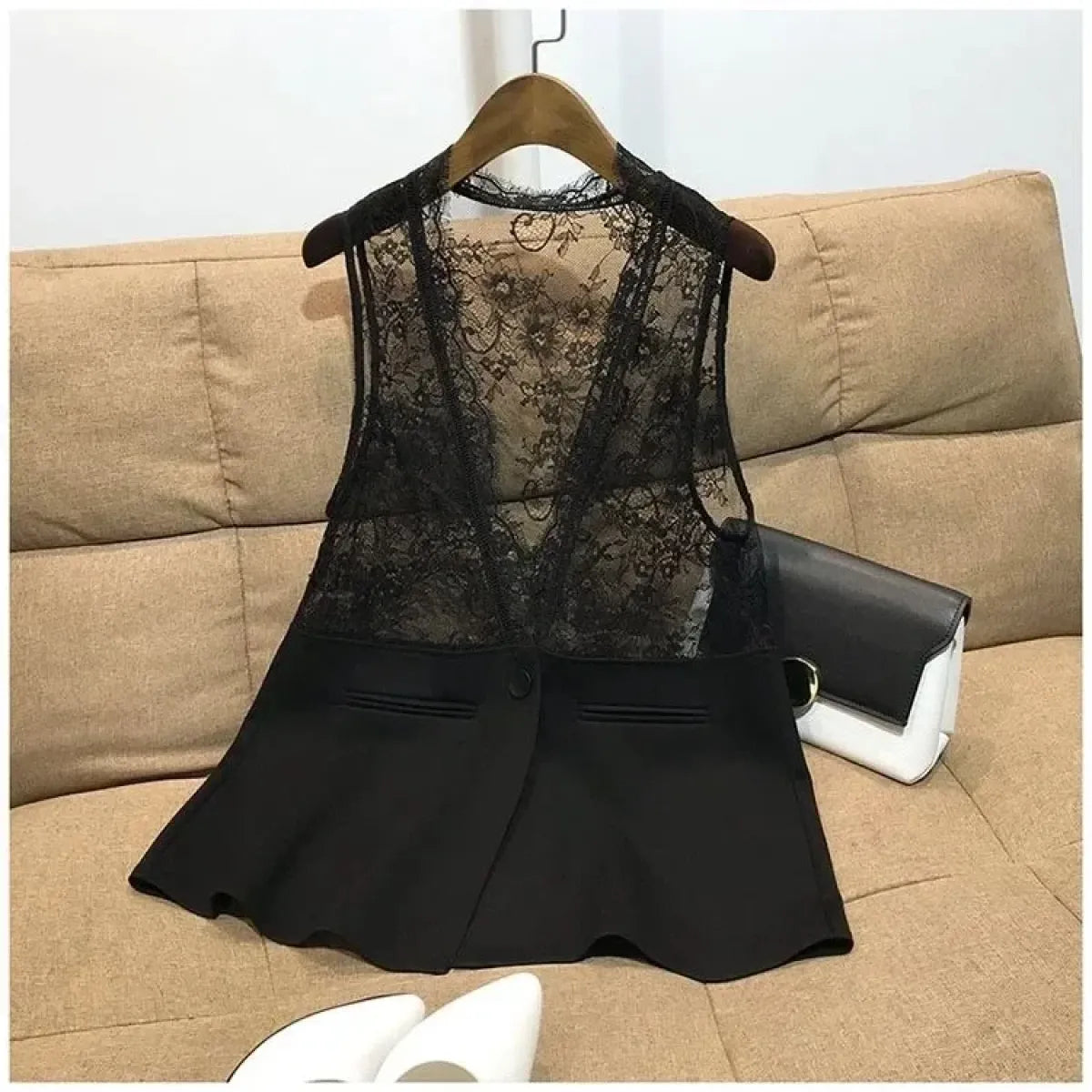 Lace Patchwork Peplum Vest – Elegant Gothic Lolita Sleeveless Top - Best Sellers - Tops - 1