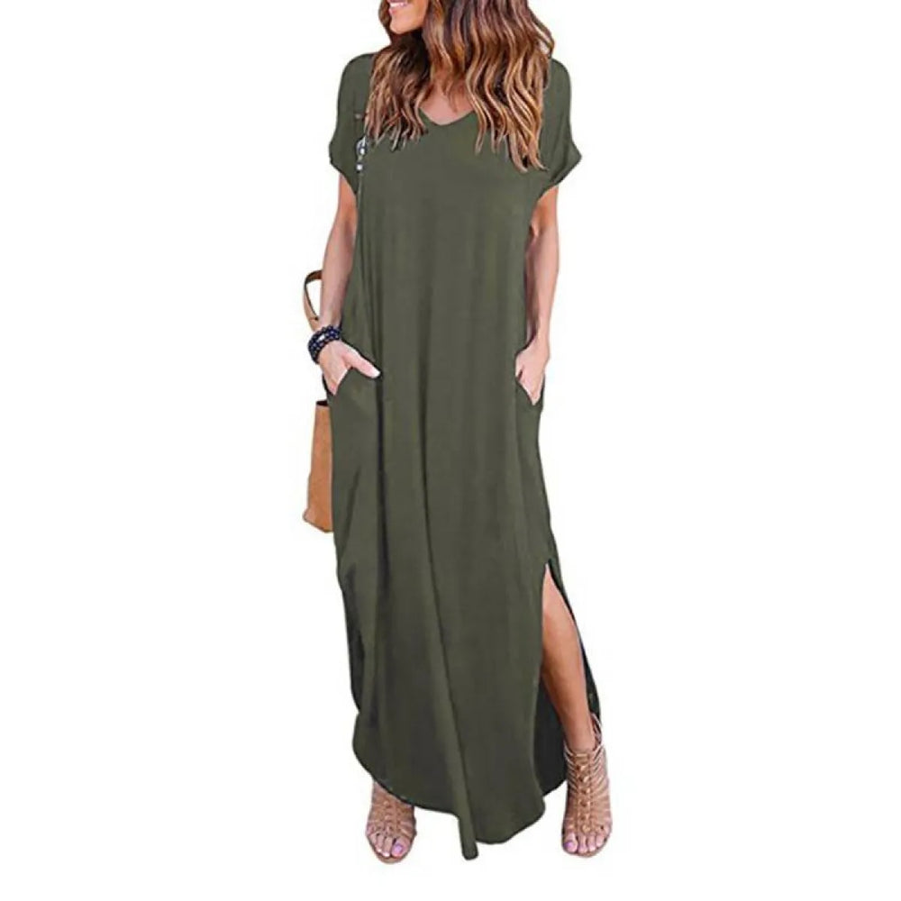 Short Sleeved Maxi Dress - All Dresses - 1