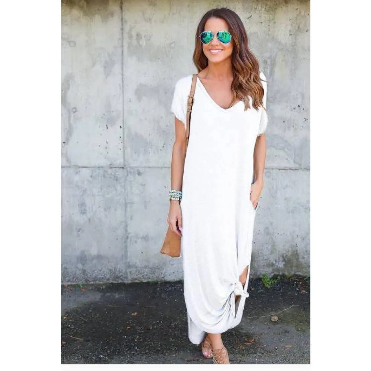 Short Sleeved Maxi Dress - All Dresses - 12