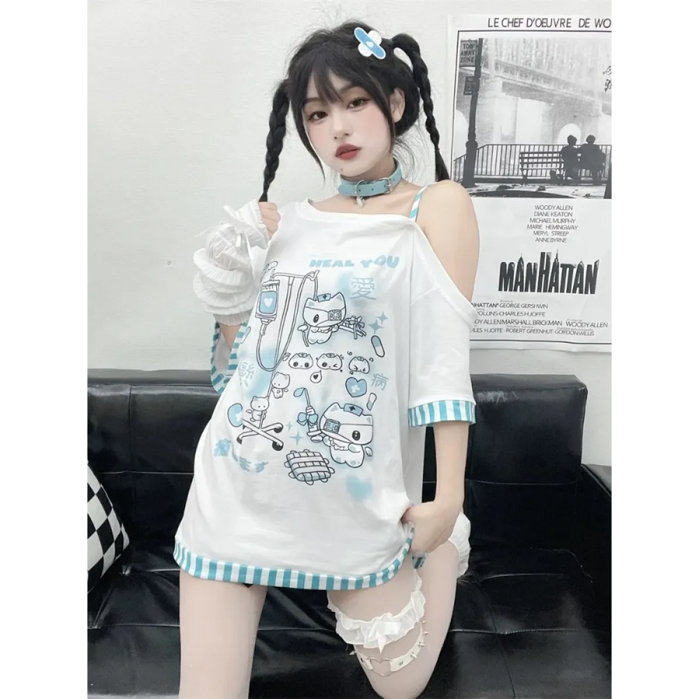 Medical Meow Tee – Kawaii Nurse Cat Graphic Oversized T-Shirt - Best Sellers - 1