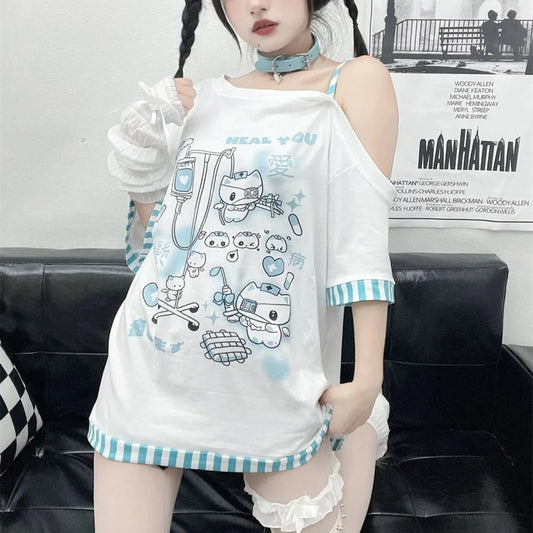 Medical Meow Tee – Kawaii Nurse Cat Graphic Oversized T-Shirt - Best Sellers - 6