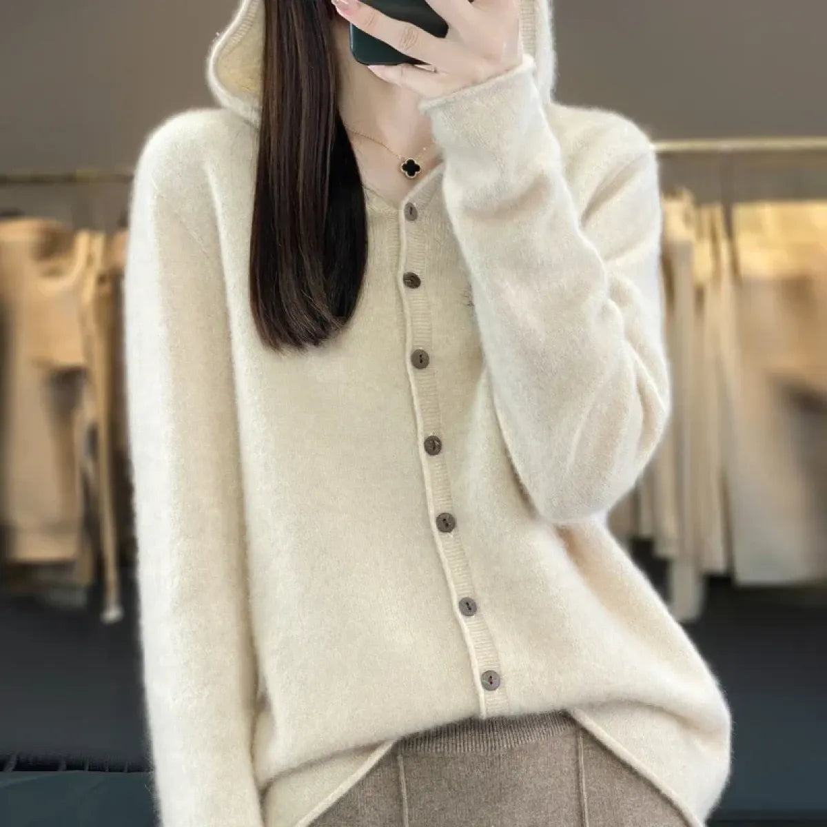 Merino Wool Hooded Knit Cardigan - Best Sellers - Cardigan - 1