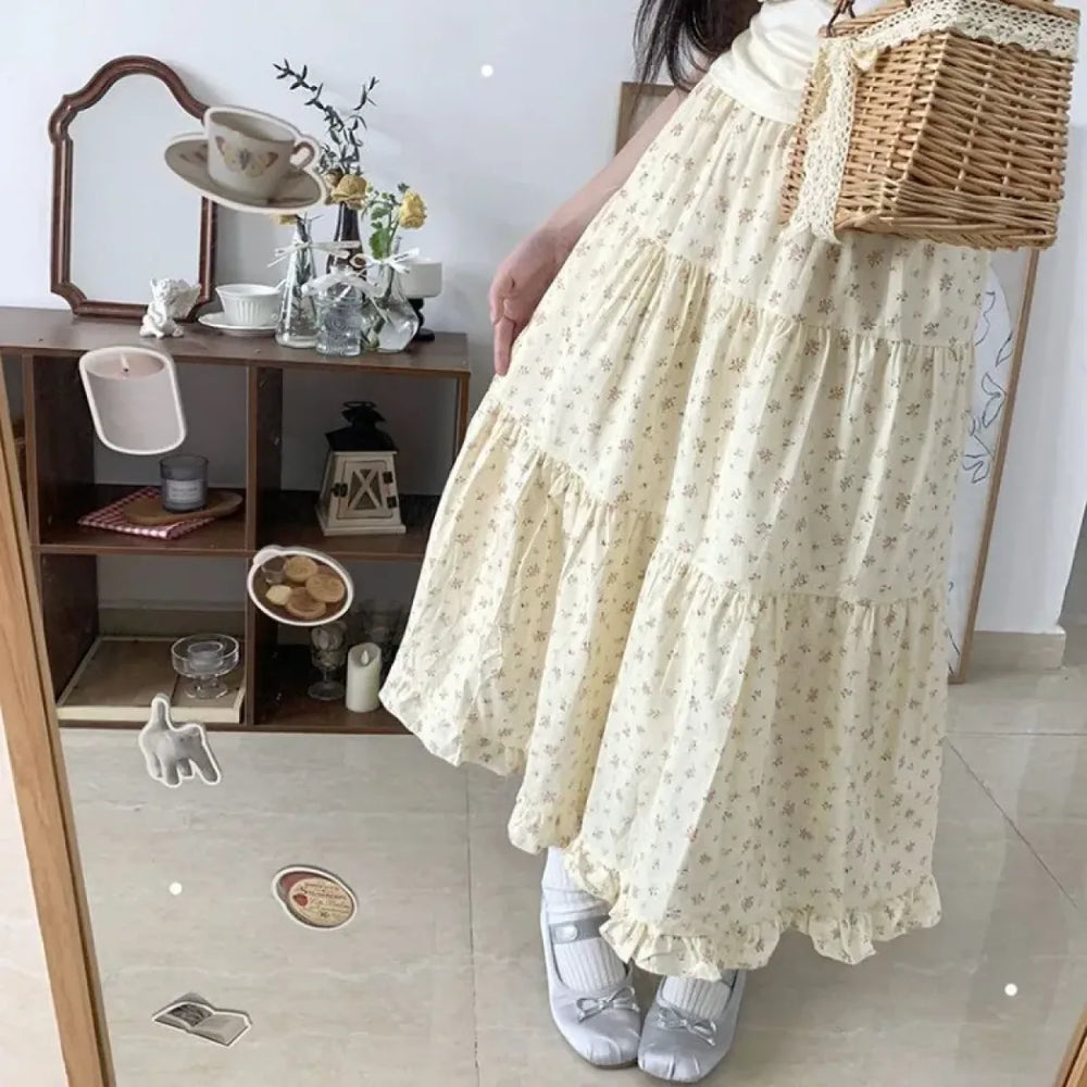 Sweet Floral Ruffle A-Line Midi Skirt - Best Sellers - Skirt - 1