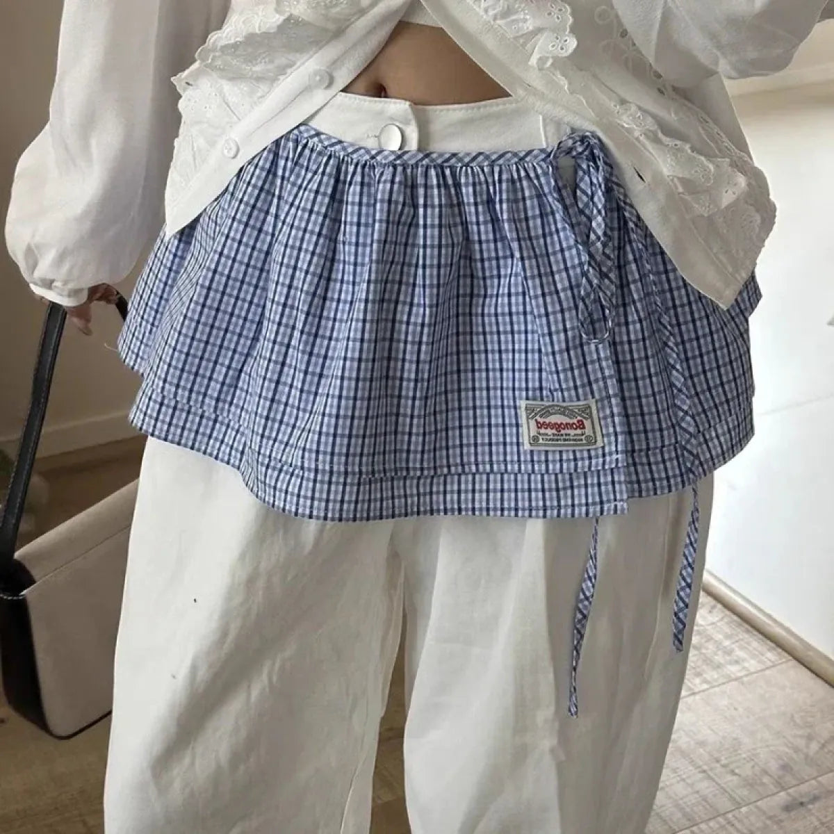 Korean plaid apron-style mini skirt - Best Sellers - Skirts - 1