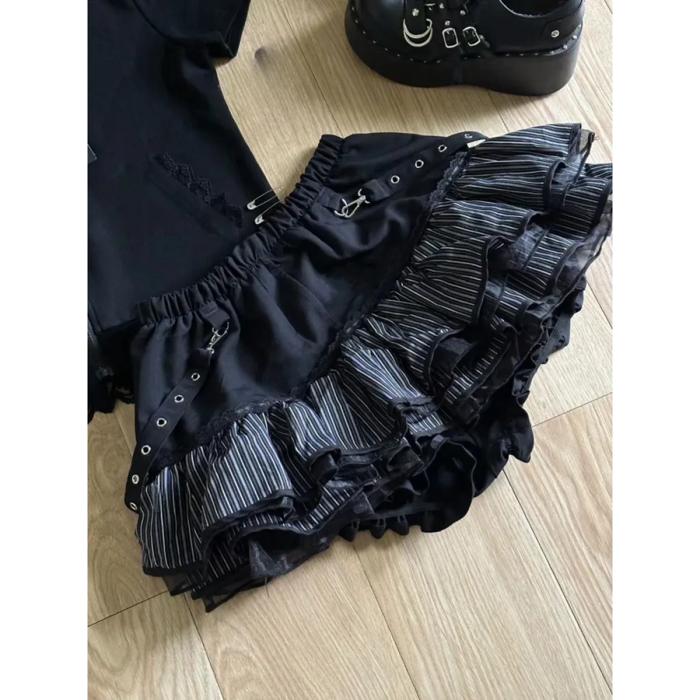 Black Punk Ruffle Mini Skirt - Best Sellers - Skirts - 1