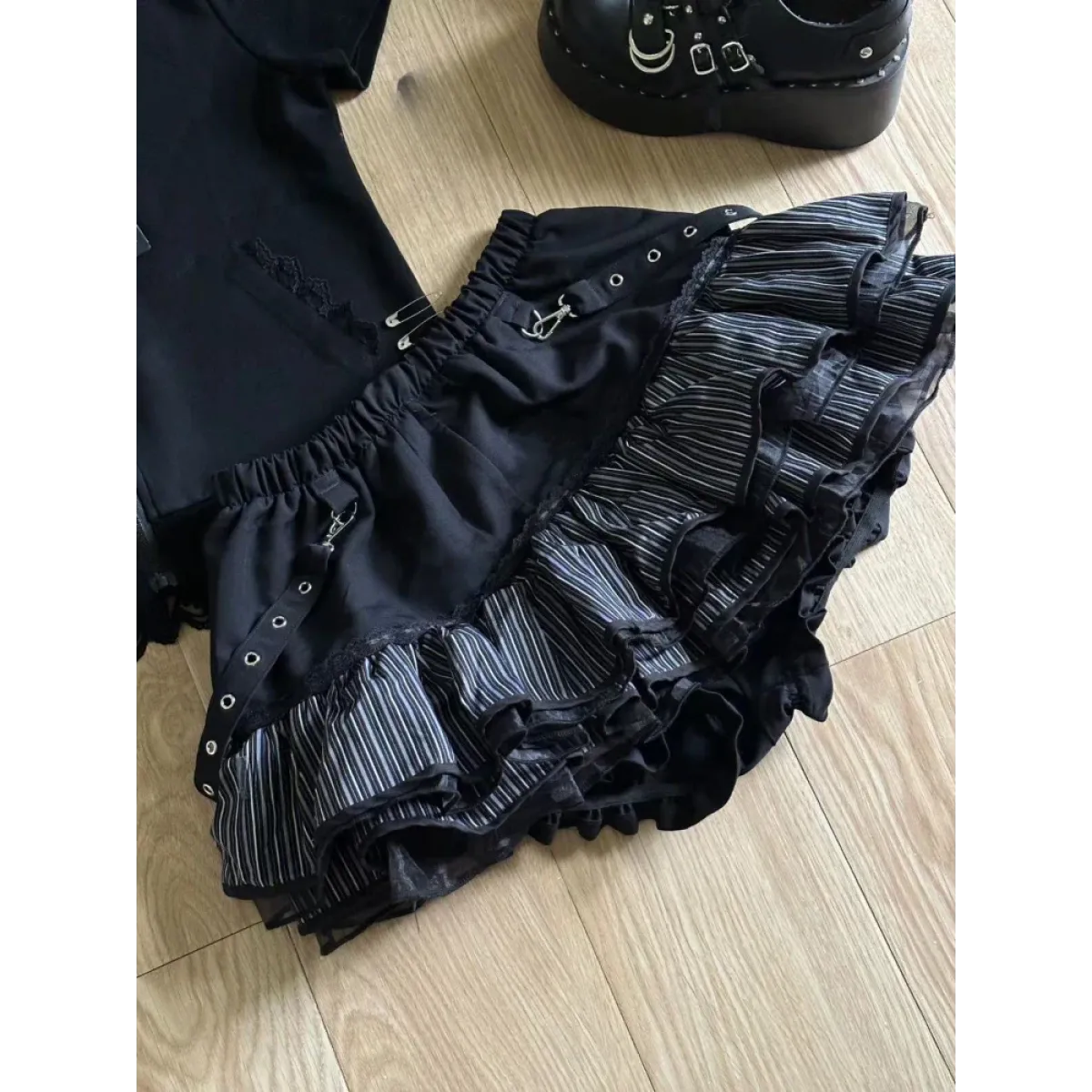 Black Punk Ruffle Mini Skirt - Best Sellers - Skirts - 1