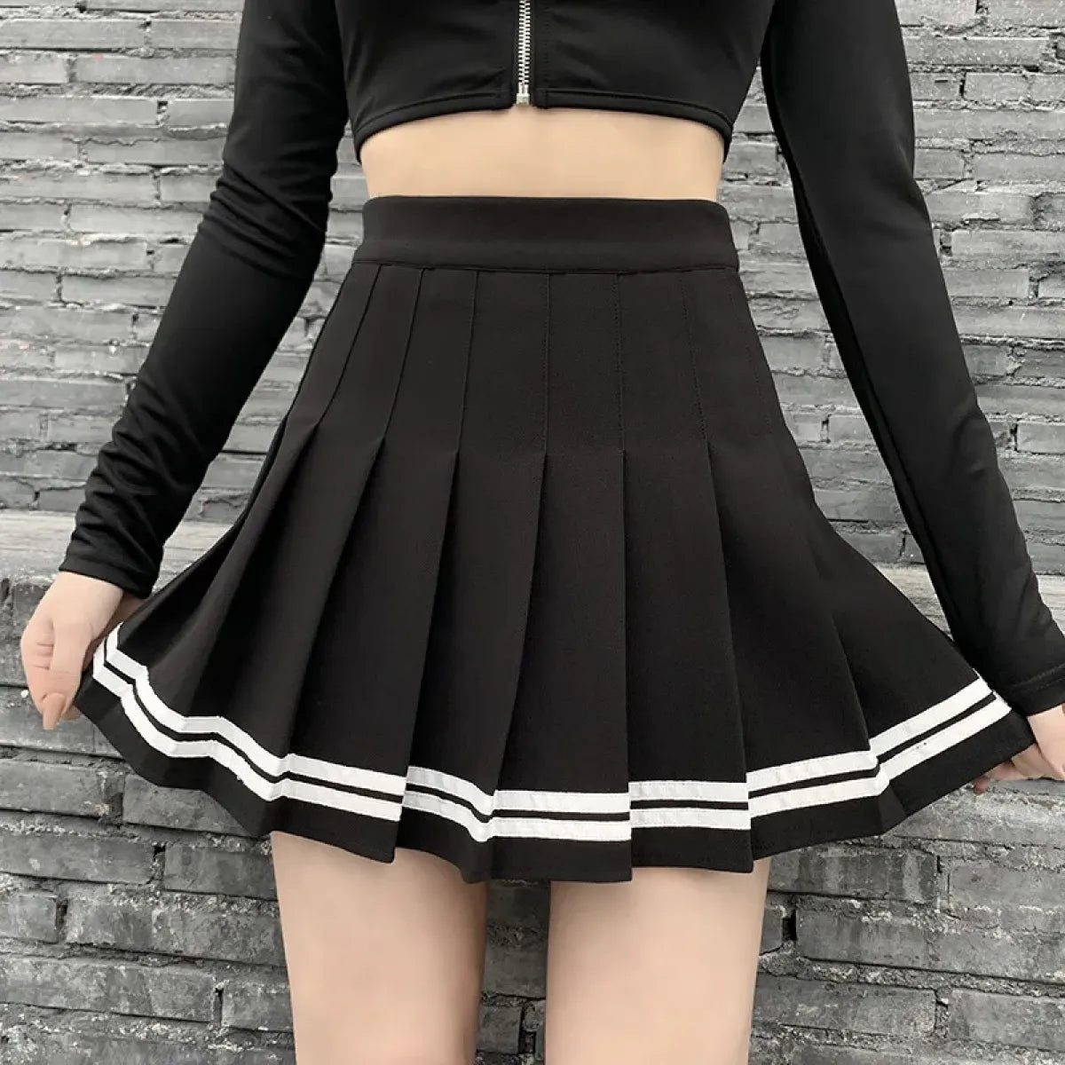 Harajuku Gothic Pleated Mini Skirt – Punk High Waist Patchwork Style - Best Sellers - Skirts - 1