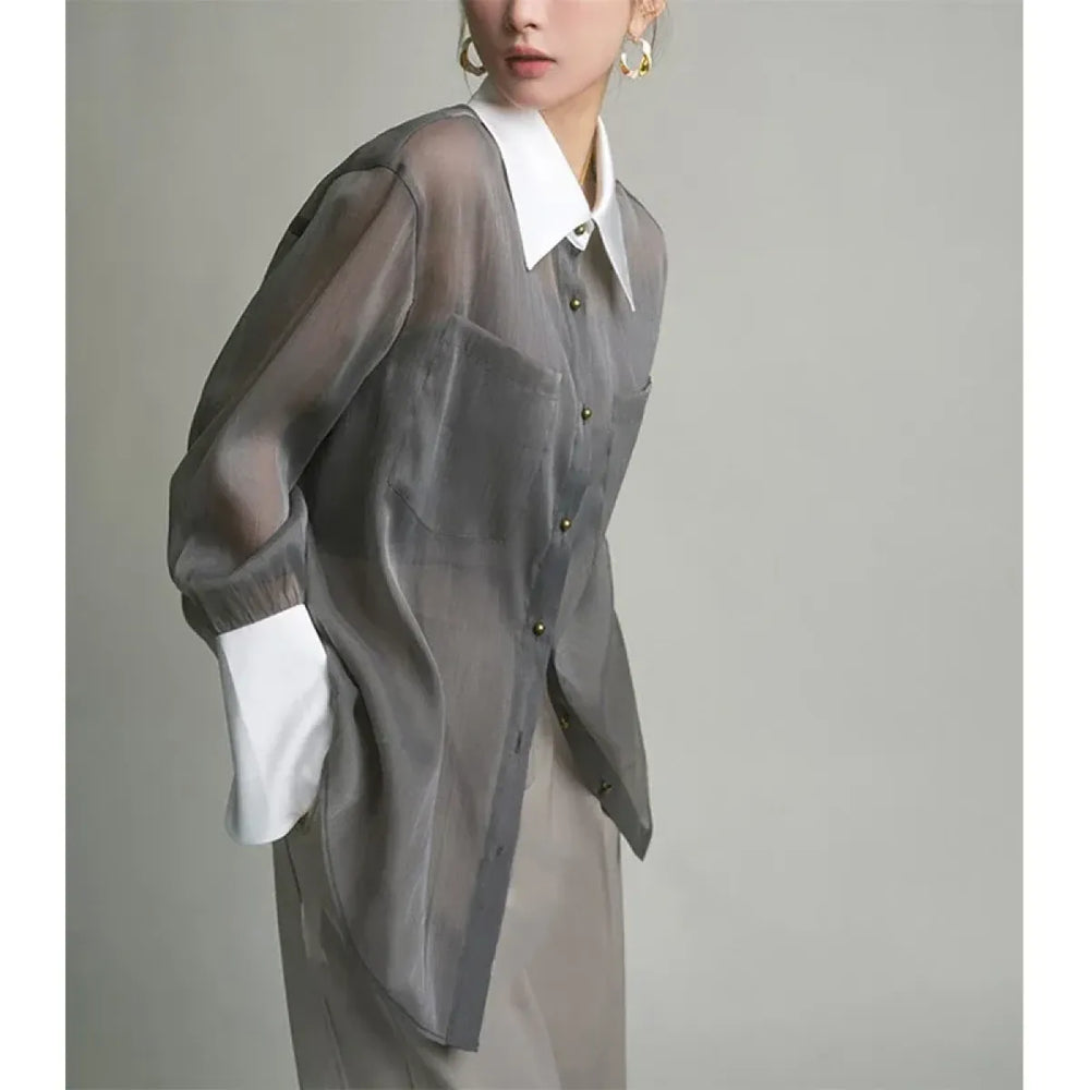 Mori Girl Sheer Patchwork Blouse - Best Sellers - Shirts & Blouses - 1