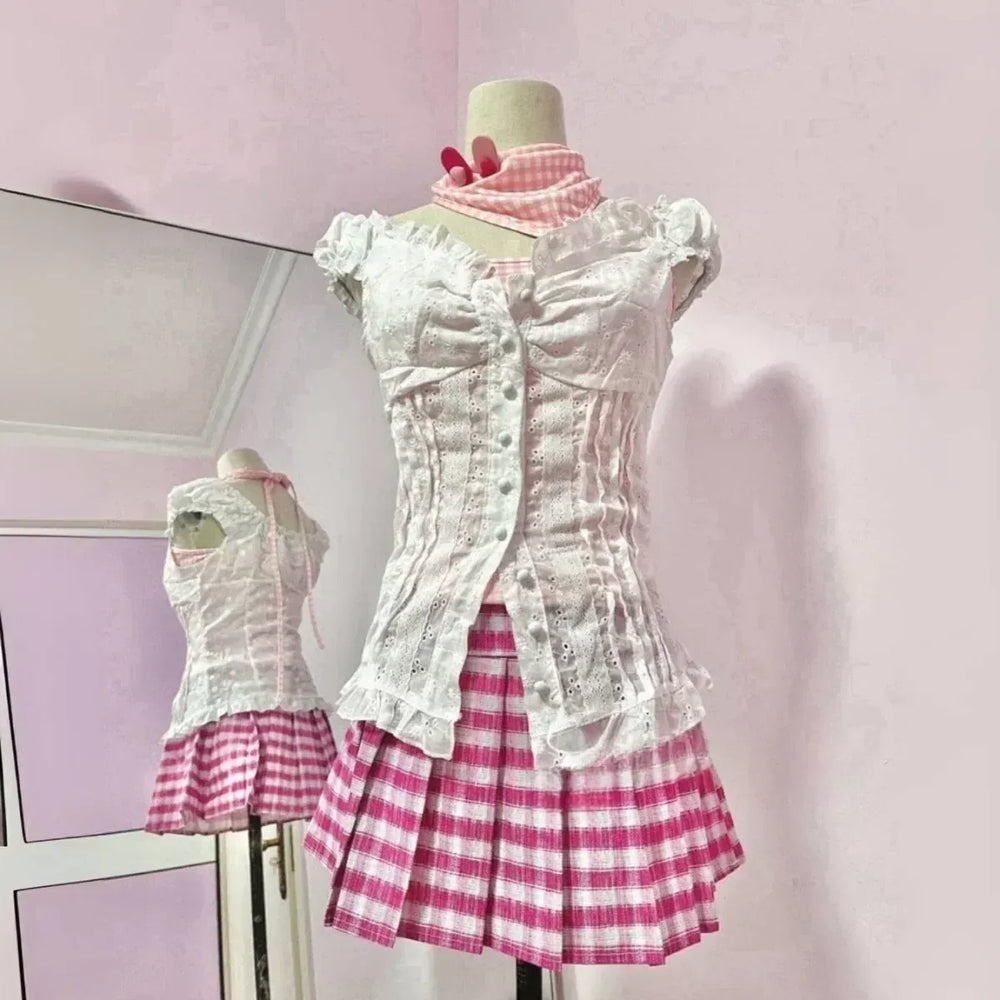NANA Komatsu Cosplay Costume - Lolita Kawaii Pink Skirt Suit - Best Sellers - 1