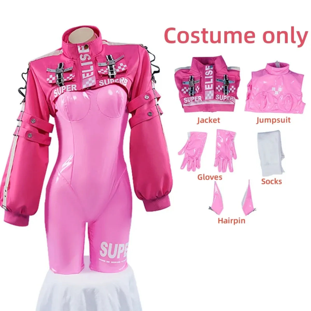 Nikki Alice Cosplay Costume – Pink Bodysuit Jacket Wig & Ears Set - Best Sellers - Cosplay - 10