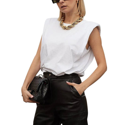 Padded Shoulder Sleeveless Tee - Best Sellers - 1