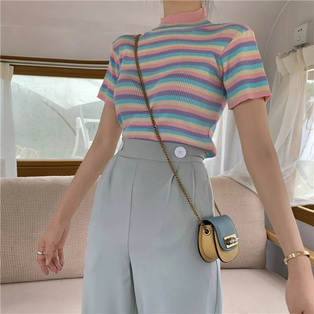 Pastel Striped Crop Top - Best Sellers - 1