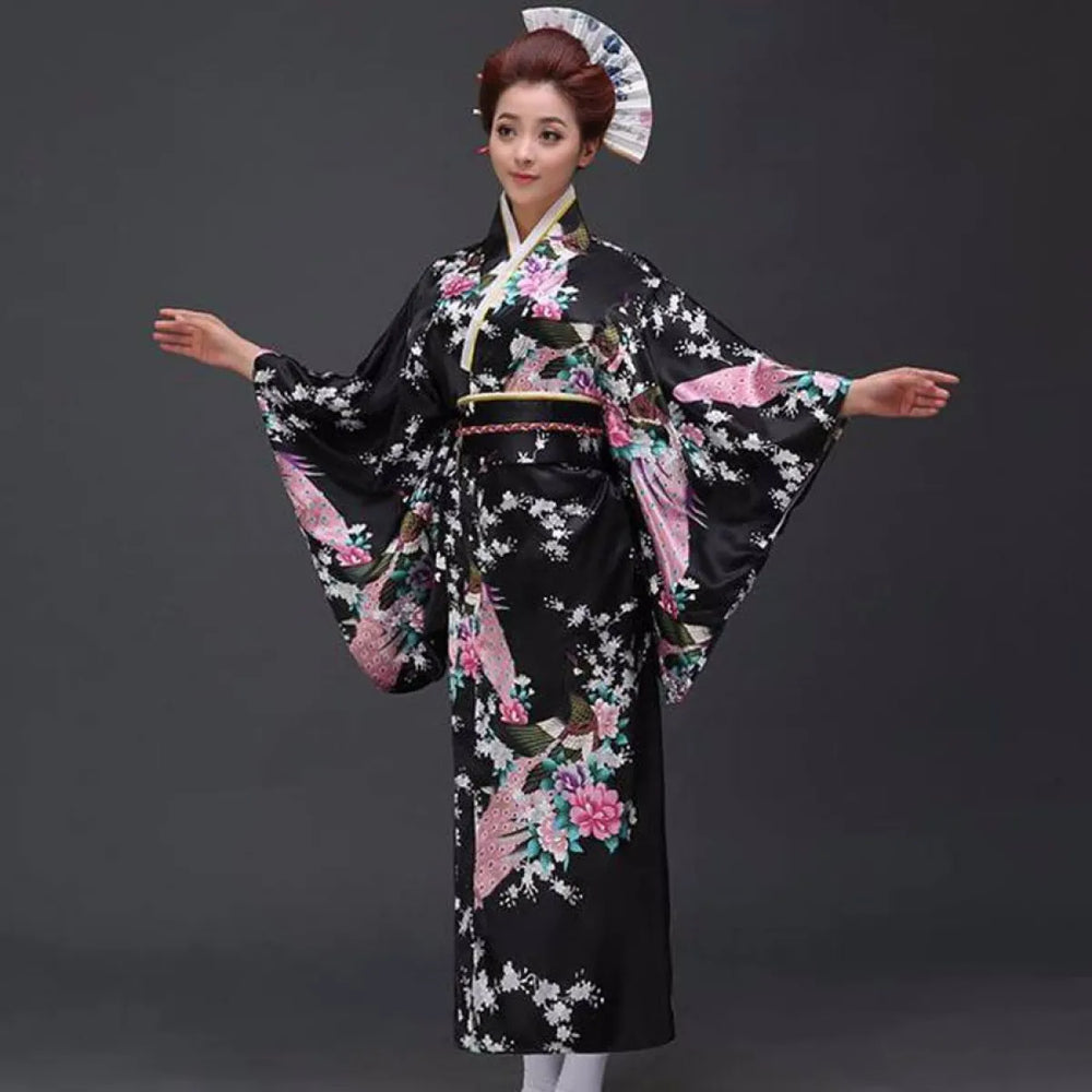 Peacock Printed Floral Women’s Yukata - Anime - 1