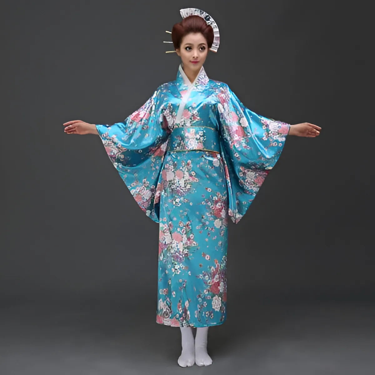 Peacock Printed Floral Women’s Yukata - Anime - 7