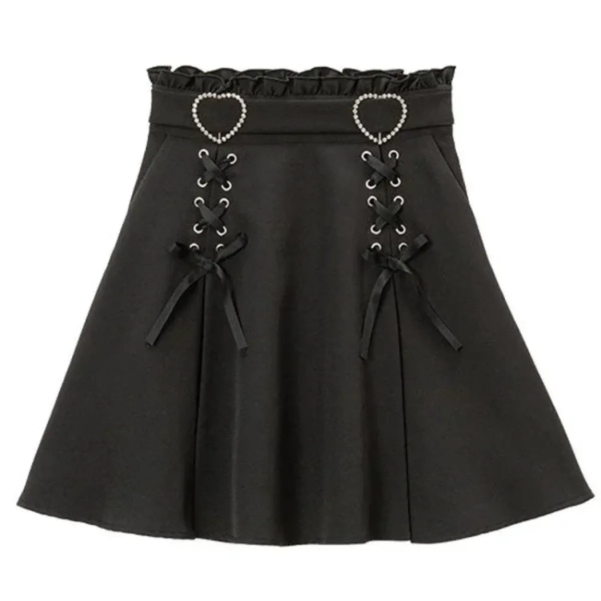 Harajuku Heart Lace-Up High Waist Skirt - Best Sellers - Skirt - 1