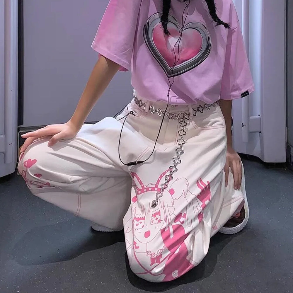 Cute Pink Girl Graffiti Jeans - Best Sellers - 1