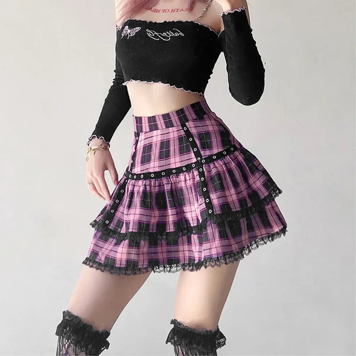 Lolita Plaid Mini Skirt – Gothic Harajuku - Valentines Day Collection - Short - Skirts - 1