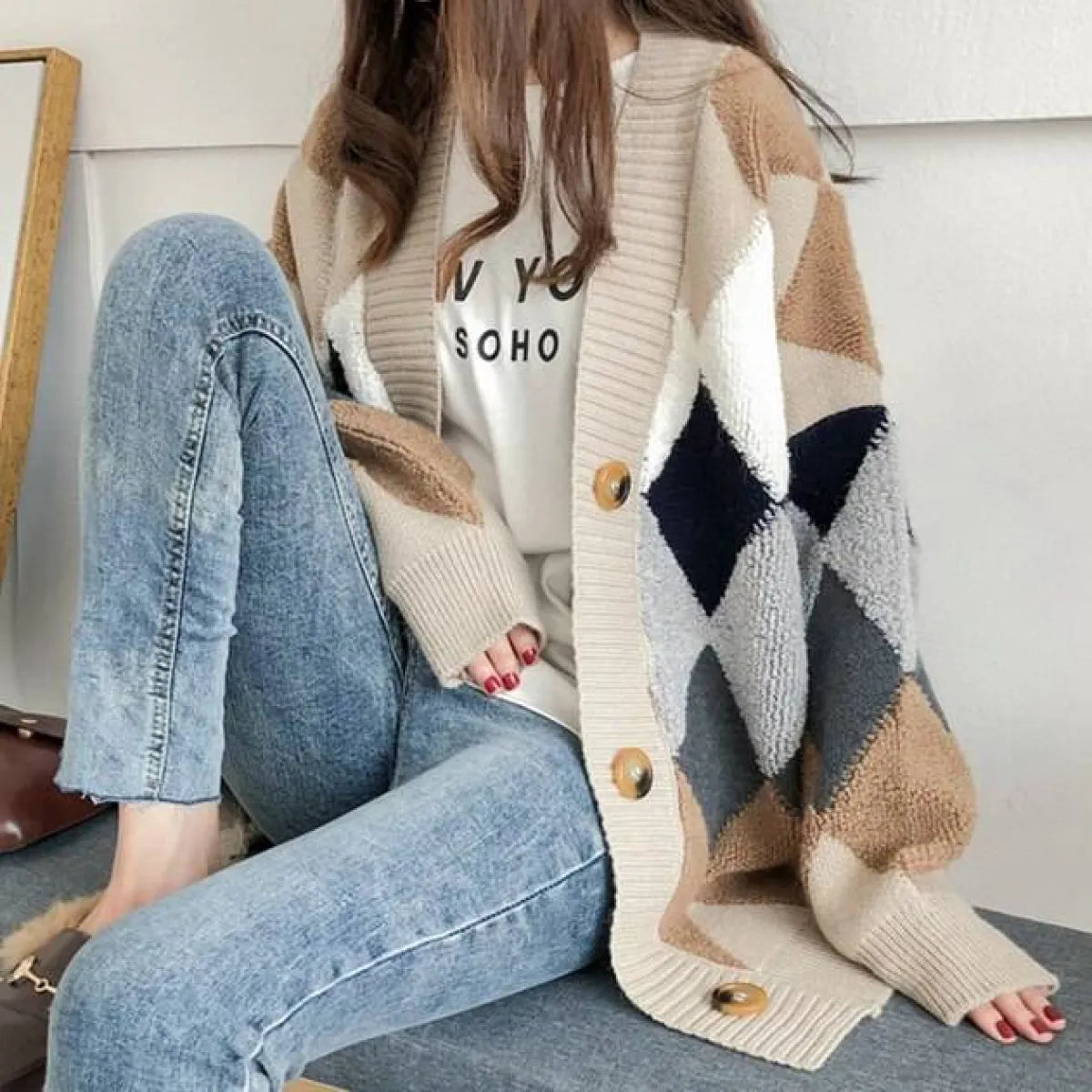 Plaid V-Neck Cardigan - Best Sellers - 15