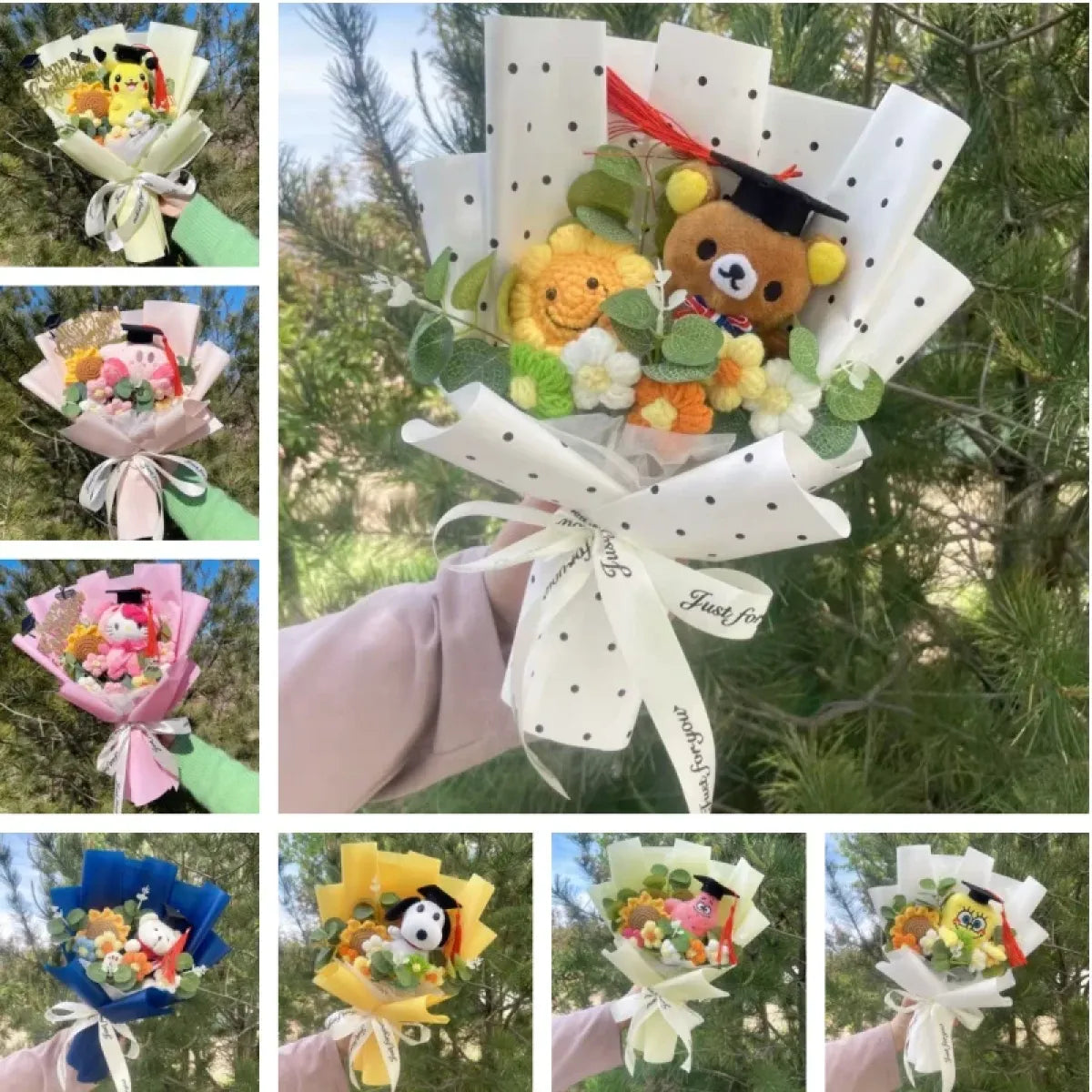 Kawaii Graduation Plush Bouquet – Cartoon Bear & Sunflower Gift Set - Best Sellers - Plushie - 1