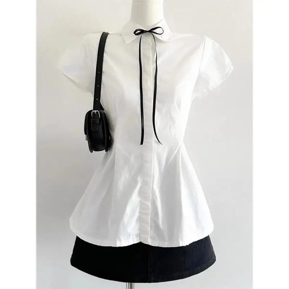 Preppy Bow Ruffle Blouse - Best Sellers - Blouses - 1