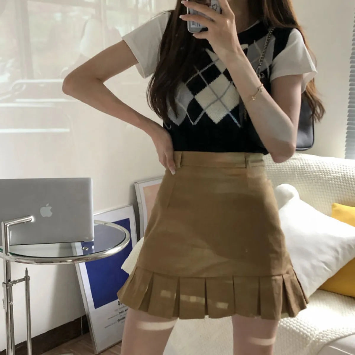 Preppy Style Solid A-line Skirt - Best Sellers - 8