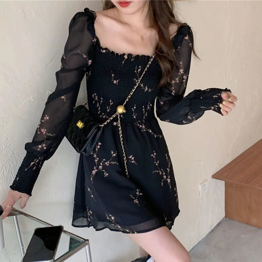 Vintage Flower Puff Sleeve Dress - All Dresses - 5