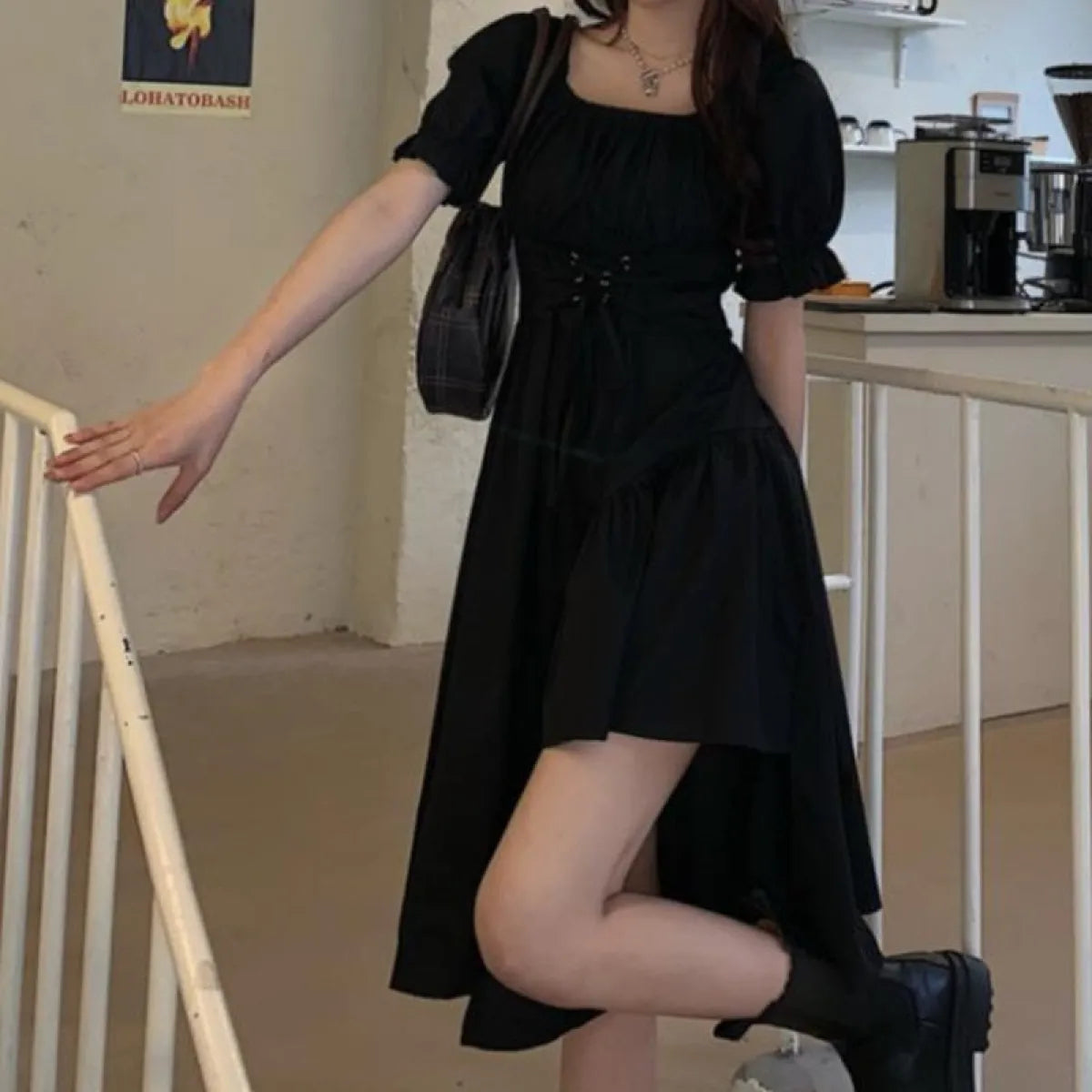 Puff Sleeve White Dress - All Dresses - 5