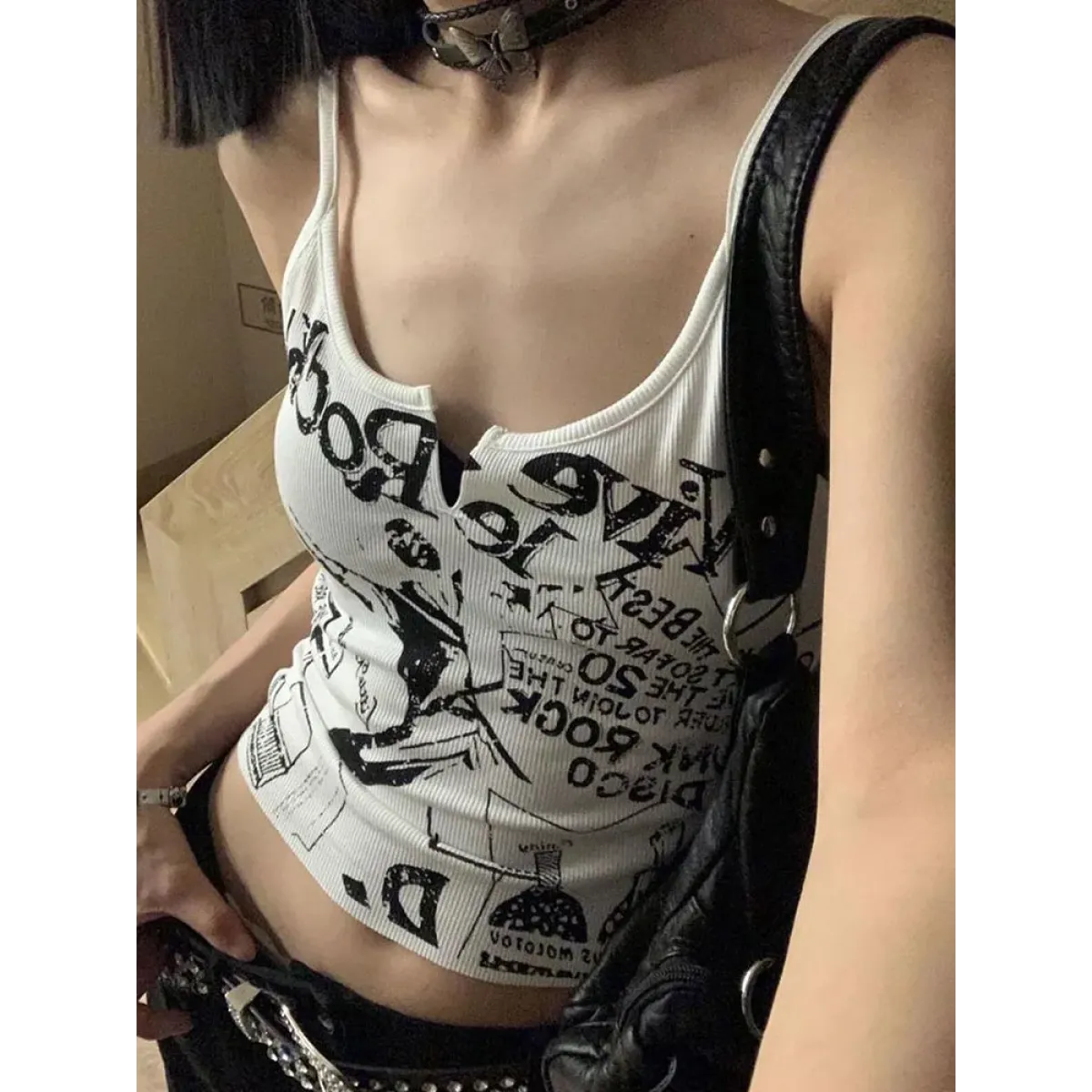 Punk Print Ribbed Tank Top - Best Sellers - Tops - 1