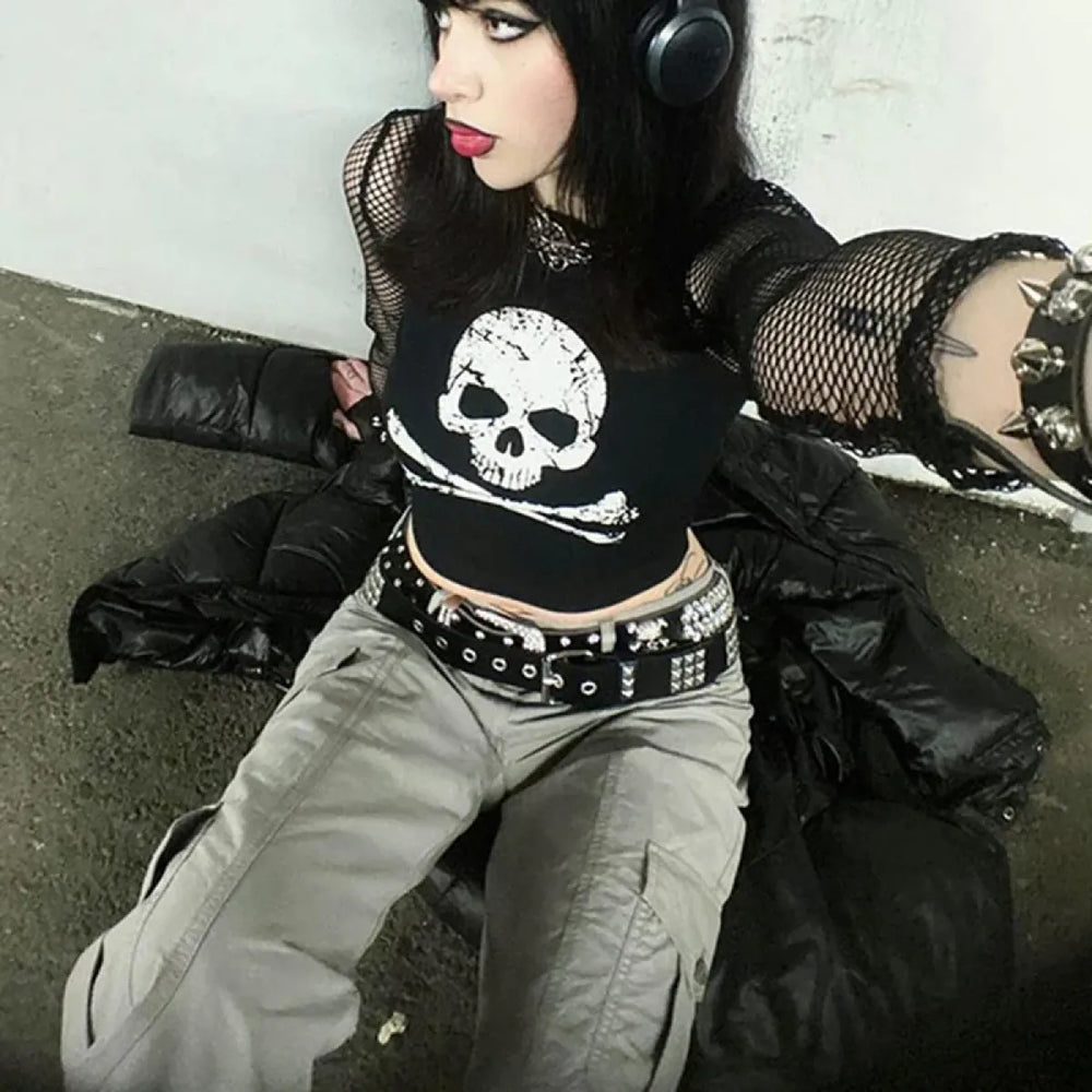 Punk Skull Camisole - Grunge Crop Top - Best Sellers - 1