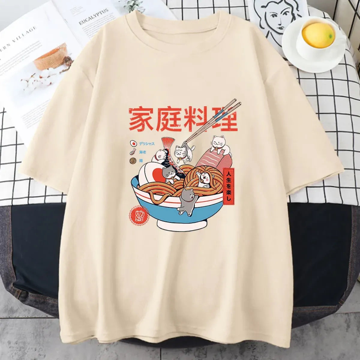 Ramen Cats Harajuku Anime Graphic Tee - Anime - T-Shirts - 1