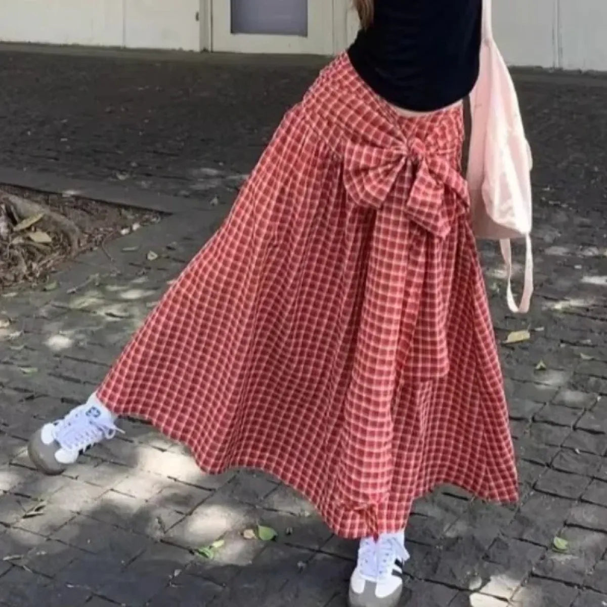 Red Plaid Bow Long Skirt – Y2K Harajuku Style - Best Sellers - Skirts - 7