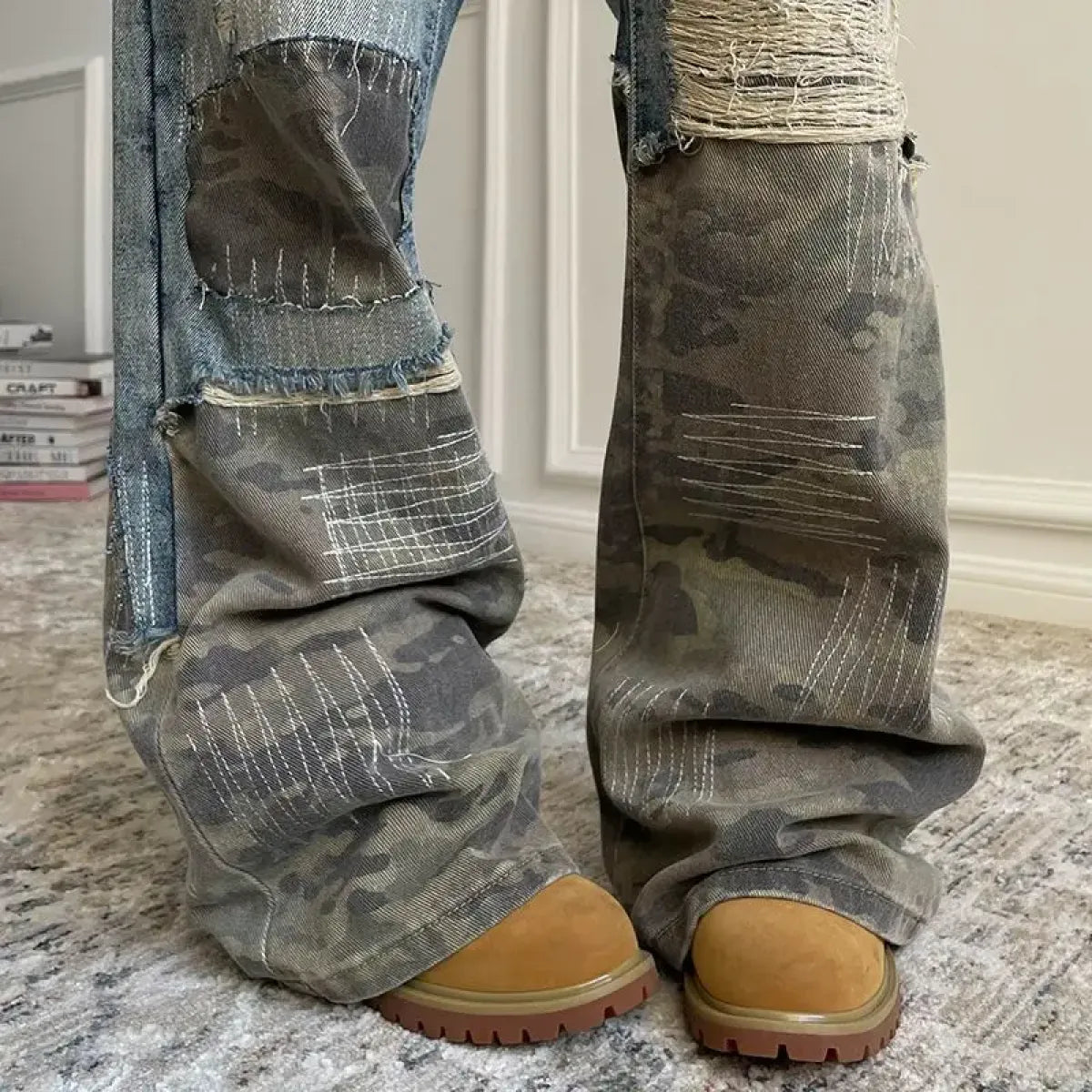 Retro Camo Patchwork Bell Bottom Jeans - Best Sellers - Jeans - 1