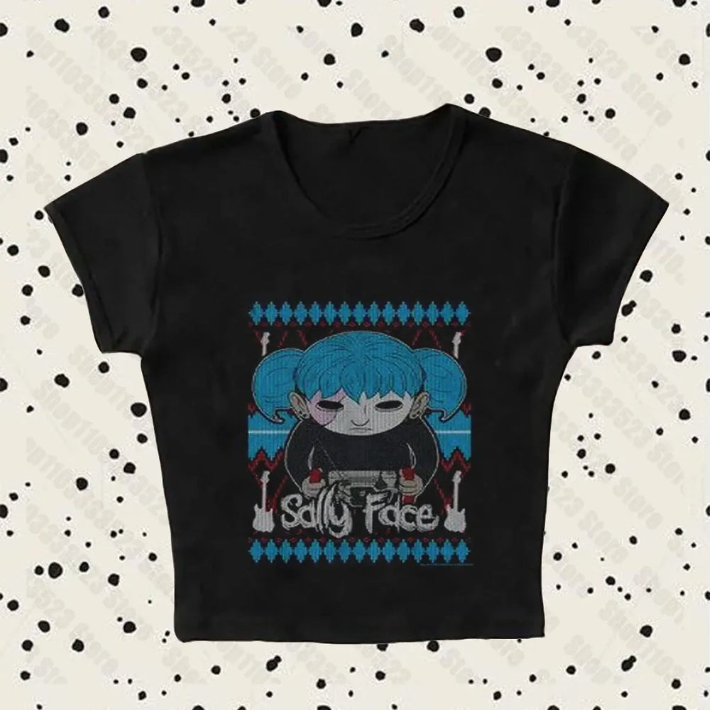Sadly Face Tee – Retro Harajuku Vibes with Emo Chic - Best Sellers - 1