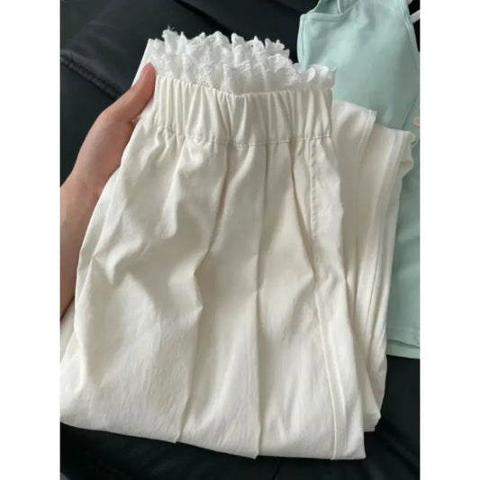 Lace Trim Wide Leg Pants – Retro Y2K Harajuku Casual Trousers - Best Sellers - Women’s Pants - 6