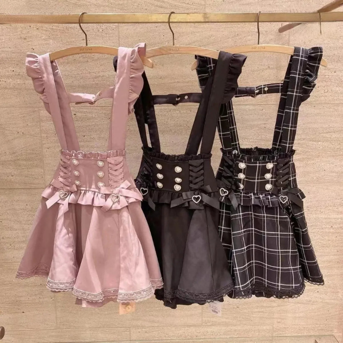 Gothic Lolita Suspender Skirt – Lace Trim Bowknot A-Line Mini - Best Sellers - Sleeveless - Skirts - 1