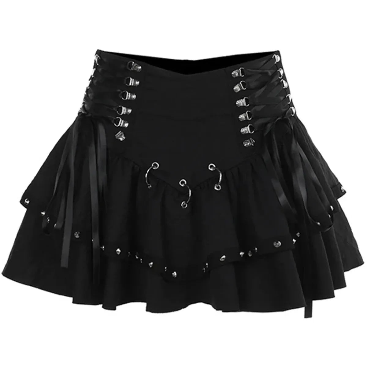 Rivet Bandage Mini Skirt – Y2K Grunge Gothic Punk Style - Best Sellers - Skirts - 7