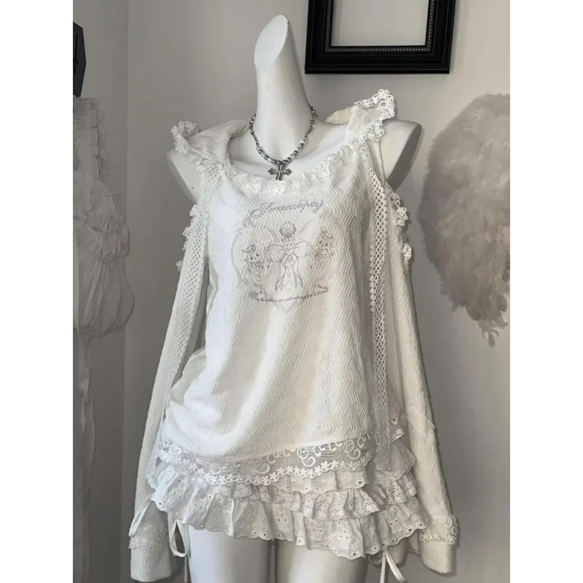 Harajuku Lace Ruffle Hoodie & Cake Skirt Set - Best Sellers - Sets / Co-ords - 1
