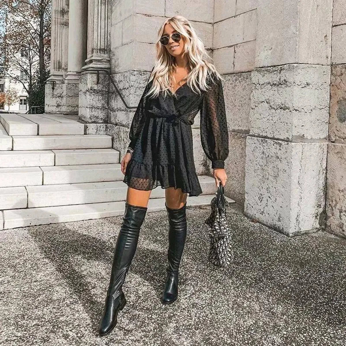 Korean Ruffle Mini Dress - All Dresses - 1