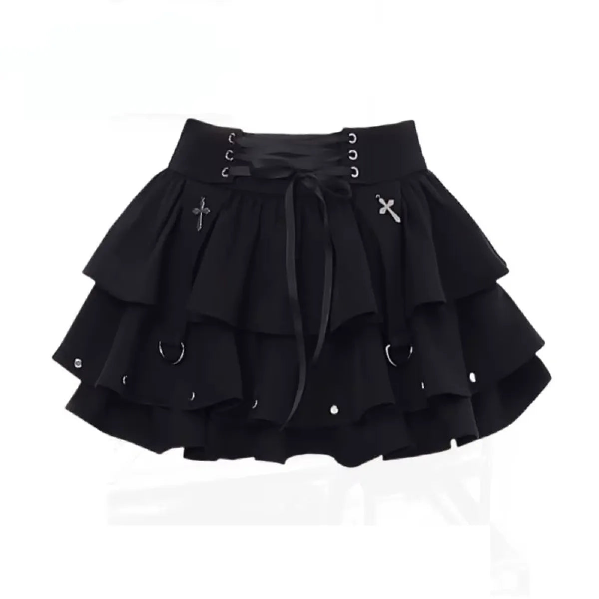 Gothic High-Waist Ruffle Mini Skirt – Y2K Harajuku E-Girl - Best Sellers - Short - Other - Skirts - 7