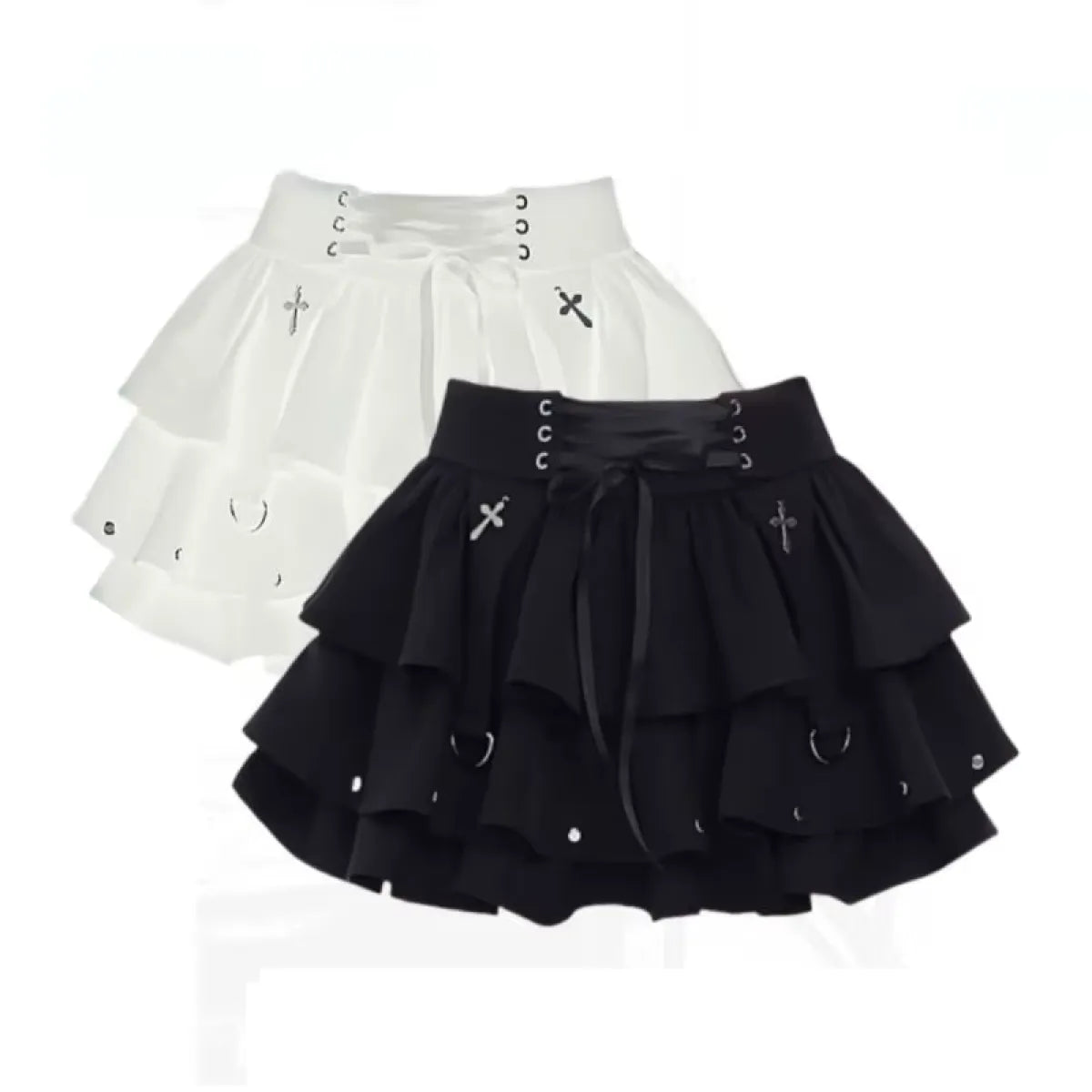 Gothic High-Waist Ruffle Mini Skirt – Y2K Harajuku E-Girl - Best Sellers - Short - Other - Skirts - 1