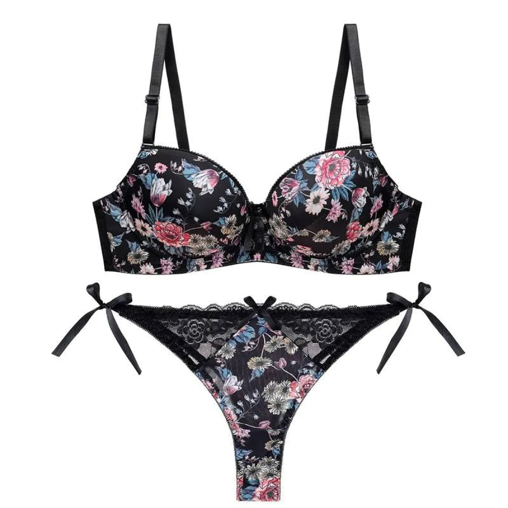 Sexy Floral Bra - Thong Set - Best Sellers - 1